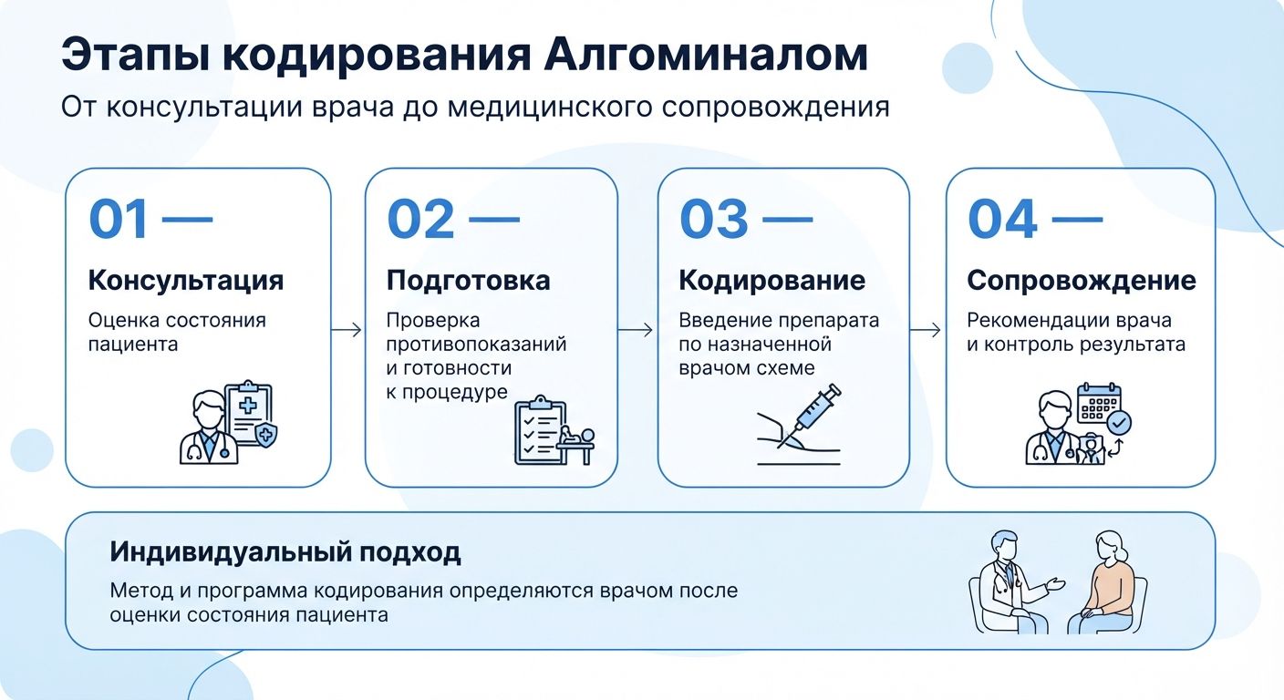 Кодирование препаратом «Алгоминал» в Шепси инфографика